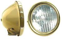 Model T Ford Headlights - Complete Assemblies - Brass Buckets With Brass Rims For Bar Mounting