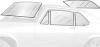 1968-72 Chevy II / Nova 2 Door Coupe Complete Glass Set Tinted (8 Piece Without Antenna)