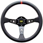 CORSICA STEERING WHEEL - SMOOTH BLACK / RED 