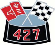 427 AIR CLEANER CROSSED FLAGS DIE-CAST EMBLEM