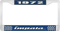 nummerplåtshållare, 1972 IMPALA  blå/krom, med vit text