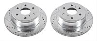 Brake Rotors, Drilled/Slotted, Iron, Zinc Dichromate Plated, Rear, Cadillac, Chevy, GMC, Pair