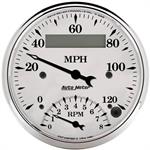 Speedometer with Tachometer 86mm Old Tyme White Electronic