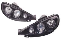 Set Koplampen passend voor Peugeot 206 1998-2002 excl. GTi - 3D-Style - Zwart