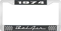nummerplåtshållare, 1974 BEL AIR  svart/krom, med vit text