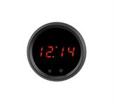 Gauge, Digital, Clock, 12 Hours, 2 1/16 in. Diameter, Black Face, Red Numerals, Electrical, Each
