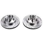 Brake Rotors, Iron, Drilled, Slotted, Vented, Pair