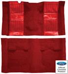 1971-73 Mustang Mach 1 Passenger Area Nylon Floor Carpet - Medium Red with Red Pony Inserts