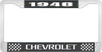 1948 CHEVROLET BLACK AND CHROME LICENSE PLATE FRAME WITH WHITE LETTERING