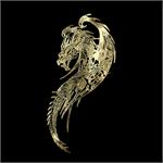dekal, nickel-guld 'Dragon' - 65x110mm