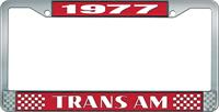 1977 Trans Am Style #2 License Plate Frame  Red and Chrome with  White Lettering