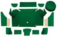 1967-68 Mustang Convertible Nylon Loop Trunk Carpet Set with Boards - Green