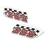 389 Checkered Flag; Front Fender Emblems; Pair