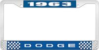 1963 DODGE LICENSE PLATE FRAME - BLUE