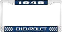 1948 CHEVROLET BLUE AND CHROME LICENSE PLATE FRAME WITH WHITE LETTERING