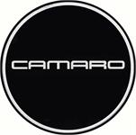 "GTA WHEEL CENTER CAP EMBLEM CAMARO 2-1/8"" CHROME LOGO/BLACK BACKGROUND"