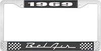 nummerplåtshållare, 1969 BEL AIR  svart/krom, med vit text