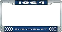1964 CHEVROLET BLUE AND CHROME LICENSE PLATE FRAME WITH WHITE LETTERING
