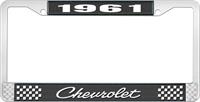 1961 CHEVROLET BLACK AND CHROME LICENSE PLATE FRAME WITH WHITE LETTERING