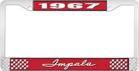 nummerplåtshållare, 1967 IMPALA röd/krom , med vit text