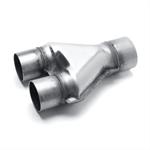 Exhaust Pipe, Stainless Y-Pipe, Dual Inlet 2.5 in., 3 in. Single Outlet, 10 in. Long