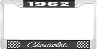 1962 CHEVROLET BLACK AND CHROME LICENSE PLATE FRAME WITH WHITE LETTERING