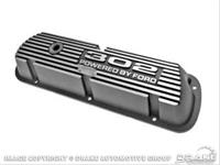 Valve Covers, Cast Aluminum, Black Powdercoated, 302 Powered by Ford Logo, Pair