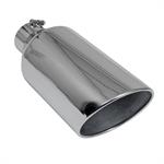 Exhaust Tip, Stainless, Polished, Slant/Rolled Edge, 4.0 in. Inlet I.D, 8 in. Outlet, 18.0 in. Length, Each