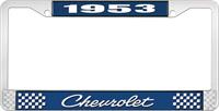 nummerplåtshållare, 1953 CHEVROLET, blå/krom, med vit text