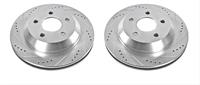 Brake Rotors, Drilled/Slotted, Iron, Zinc Dichromate Plated, Rear, Chevy, Pontiac, Pair