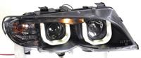 Set Koplampen in DRL-Look passend voor BMW 3-Serie E46 Sedan/Touring 2002-2005 - Zwart - incl. Stelmotor