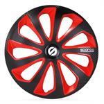 Sparco Wieldoppen Sicilia - 13-inch - Zwart/Rood/Carbon - Set van 4 stuks