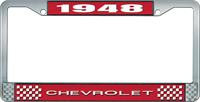 nummerplåtshållare, 1948 CHEVROLET, röd/krom, med vit text
