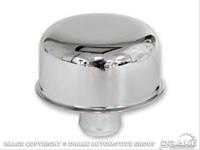 Valve Cover Oil Cap, Round, Push-in, Steel, Chrome, Fits Aftermarket Valve Covers Only