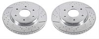Brake Rotors, Iron, Zinc Dichromate Plated, Drilled/Slotted, Front, Infiniti, for Nissan, Pair