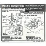 Jack Stowage & Jacking Instructions Sheets,Hardtop &Sedan