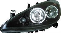 Set Koplampen passend voor Peugeot 307 2001-2005 - Zwart - incl. Angel-Eyes