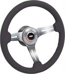 Without Tilt Black Leather / Chrome Spoke 14" Steering Wheel Kit with Bow Tie Horn Cap