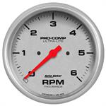 Tachometer Gauge, Analog, 0-6,000 rpm, 5 in. Diameter, Silver Face, Full Sweep, Electrical