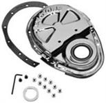 CHROME 2 PC TIMING CHAIN COVER. CHEVY S/B.