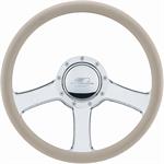 Steering Wheel, Half-Wrap, Anthem, Aluminum, Polished, 3-Spoke, 14 in. Diameter, 9-Bolt Mount, Each