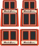 1955-57 Bel Air 4 Piece Red / Black / Beige Custom Carpet Floor Mat Set with Bel Air Script