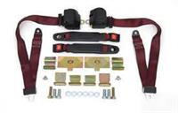 3-Point Shoulder Harness & Seat Belt Kit, Retractable, Retrofit, Burgundy, 1973-1974