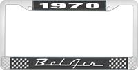 nummerplåtshållare, 1970 BEL AIR  svart/krom, med vit text