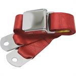2-Point Non-Retractable Aviation Style Seat Belt; Chrome Lift Latch Buckle; 75-Inch; w/ Hardware; Bright Red