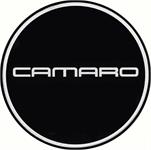 R15 Wheel Center Cap Emblem with Chrome Camaro Logo and Black Background