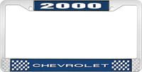 nummerplåtshållare, 2000 CHEVROLET, blå/krom, med vit text