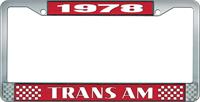 1978 Trans Am Style #2 License Plate Frame - Red and Chrome with  White Lettering