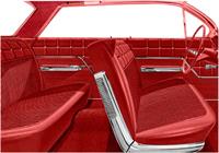 Hardtop With Front Bench Seat Red & Black Cloth / Red Vinyl Upholstery Set