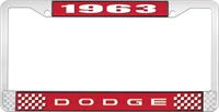 1963 DODGE LICENSE PLATE FRAME - RED